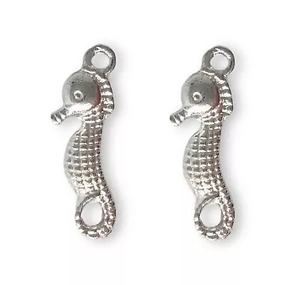 20 X Seahorse Charm Nautical Pendant Ocean Sealife Charms Silver Plated 15x25mm • £2.99