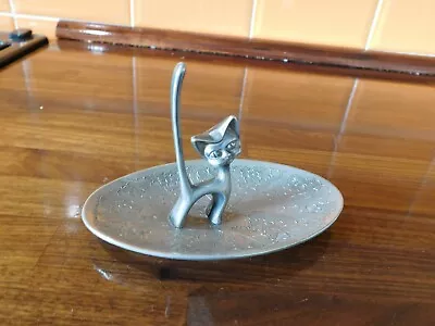 £9.99 • Buy Large Oval SEBA Silver Plated Trinket Ring Dish - Cat With Long Tail Design