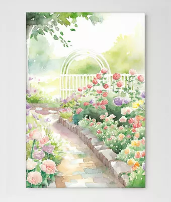 Pastel Garden Framed Canvas Print Wall Art Picture Living Room Decoration • £18.99