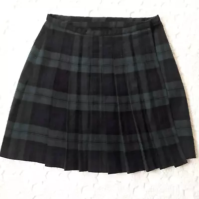 Vtg The Limited Skirt Kilt Wrap Blackwatch Plaid Blue Green Wool Mini 2 Women • $24.99