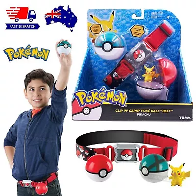 Pokemon Clip N Carry Poke Ball Belt Pikachu 2x Poke Balls Ages 4+ Kids Toy Gift • $49.95