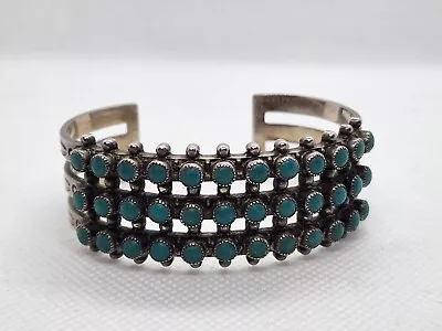 Vintage Native American Navajo Sterling Snake Eyes Turquoise Cuff Bracelet • $31