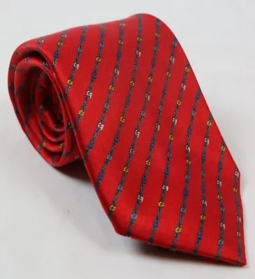 Stefano Ricci Per FR Tripler Co Red Silk Tie With Chain Diagonal Stripe Pattern • $39.99