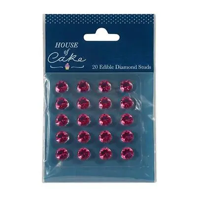 Edible Cake Decoration Jelly Gems Pink Pack Of 20 Sugar Cupcake Topper • £3.18