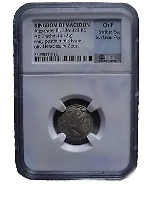 Kingdom Of Macedon Alexander III (The Great) NGC CH FINE W/ PERFECT STRIKE • $320