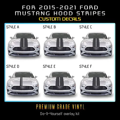 For 2015-2021 Ford Mustang Hood Rally Stripes Graphic Decal - Matte Carbon Fiber • $15.95