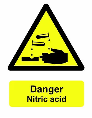 £1.80 • Buy Safety Yellow Warning Hazard Sign Adhesive Gloss Sticker Danger Nitric Acid