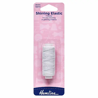 £2.35 • Buy HEMLINE White Shirring Elastic Reel  POLY Smocking Gathering Fabric 20m X 0.75mm