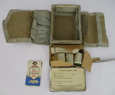 Vintage MSA Mine Safety Appliances First Aid Packet Tin Pittsburgh PA & Cloth Pk • $22.99