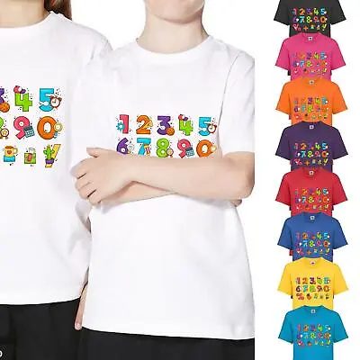 Boys Girls Number Math Day T-Shirt Maths Symbol Childrens Kids School Tee • £5.99