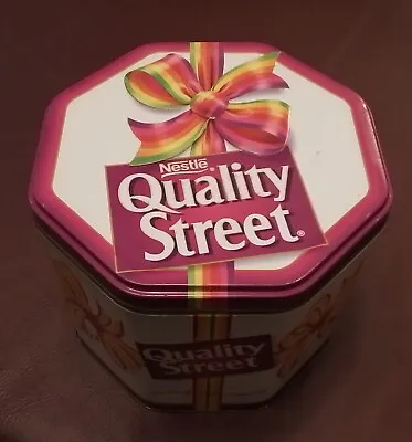 1997. Octagon Quality Street Empty Tin. 3kg. Bow Design. • £19.99