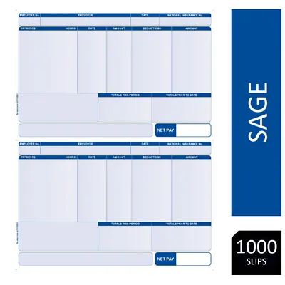 Sage (SLPAYADD) Compatible A4 Address Pay Advice Slips 500 Sheets/1000 Payslips • £23.49