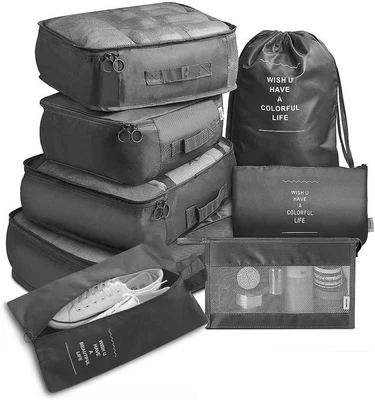 $13.98 • Buy 8 Pack Travel Luggage Organiser Cube Clothes Storage Pouch Suitcase Packing Bags