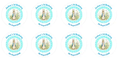 £2.50 • Buy 24 Personalised Stickers Round Peter Rabbit Christening Baby Shower 1st Birthday