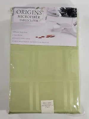 Origins Microfiber Tablecloth Spill Proof Kiwi 60 X 140 Oblong Seats 12-14 NWT • $26.95