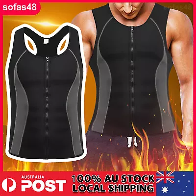 Men Body Shaper Neoprene Tank Top Zipper Sauna Sweat Vest Waist Trainer Gym Vest • $9.79