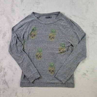$23.99 • Buy Women's Lauren Moshi X AQUA Pineapple Long Sleeve Gray Top Medium Small