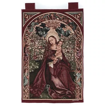 Tapestry Wall Hanging Viirgin Mary Of The Arch Of Roses Made In Italy 24 X 36 • $299