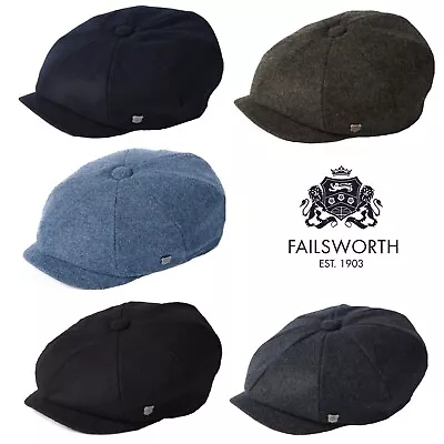 Failsworth Alfie Melton Wool Bakerboy Newsboy Cap Black/Grey/Navy/Merlot • £29.99