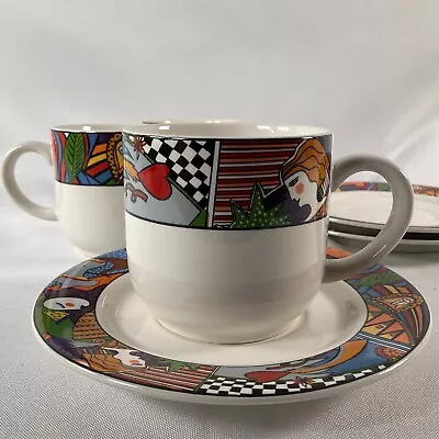 Vitromaster Metropolitan Coffee Teacups & Saucer Set - 1990 - Set Of 3  • $14.99