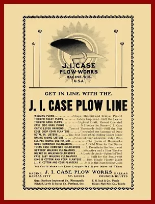 1905 J.I. Case Plow Works Of Racine Wisconsin NEW METAL SIGN: Lg. Size 12 X 16  • $33.88