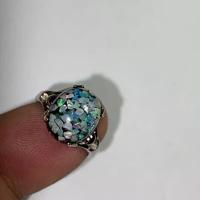 Ring Size 4.5 Australian Opals Sterling Silver Hall Marked Sizable Vintage  • $59.99