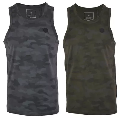 Mens Dissident Camouflage Sleeveless Cotton Vest Army Combat Gym Muscle S-XXL • £8.99