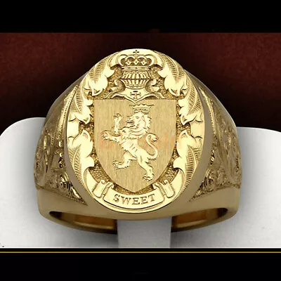 Creative Lion Jewelry 18k Yellow Gold Plated Rings For Men Party Rings Size 7-13 • £4.79