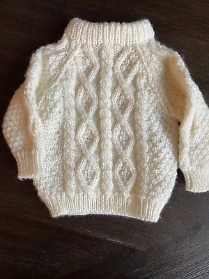Aran Crafts Irish Cable Knit 100% Merino Wool Baby Sweater 6-9 Months Unisex • $24.99
