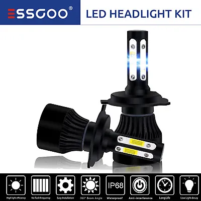 ESSGOO 2x H4/9003 LED Headlight Globes Kit 6000K White Hi-Lo Beam 28000LM 260W • $23.99