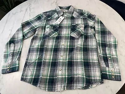 Wrangler - Check Pocket Shirt Western Worker Lumberjack In Green Blue Plaid • £29.99