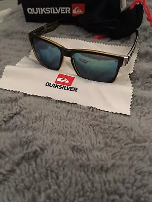 Quiksilver The Ferris Sunglasses Blue Mirror Lenses Brown Frames New In Box • £50