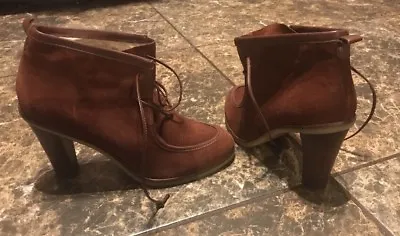 Jaeger  Suede Leather Ankle Boots Shoes  Heel Lace Up# Eu 39 Uk 6 • £15