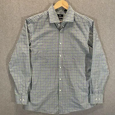 Hugo Boss Sharp Fit Long Sleeve Button Down Plaid Dress Shirt Men’s 17 34/35 • $19.95