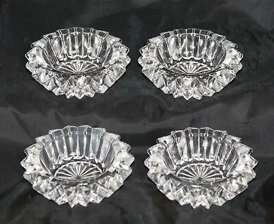 Set Of 4 Vintage Cut Glass Salt Cellars Round With Zipper Pattern • $12.89