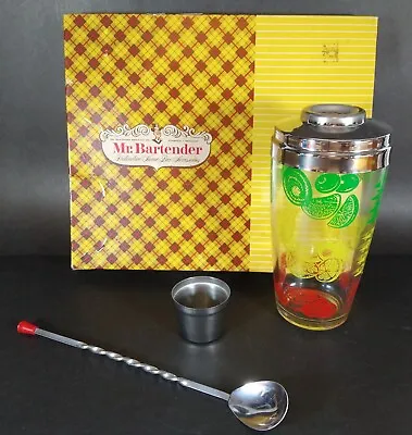 Vintage Mr. Bartender  Mr.Quickie  Cocktail Set Shaker Spoon Jigger ORIGINAL BOX • $49.99