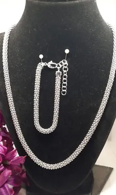 Milor Italy Sterling Silver  Popcorn Chain Necklace And Bracelet 24  & 8  • $78