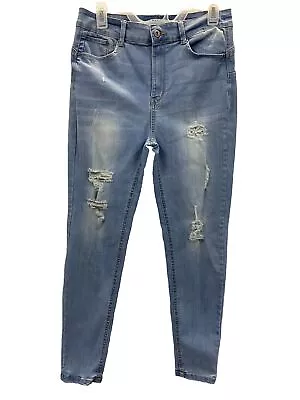 Wax Jean Butt I Love You Women's Blue Distressed Stretch Jeans Size 13 • $11.98