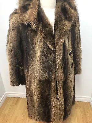 GENUINE RACCOON FUR COAT FOR MEN LENGTH 38 Inch Sz.XS N.18-1120 • $203.39