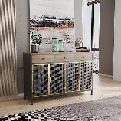 48  Wide Modern Sideboard 4 Doors 3 Drawers Freestanding Storage Cabinet • $312.47