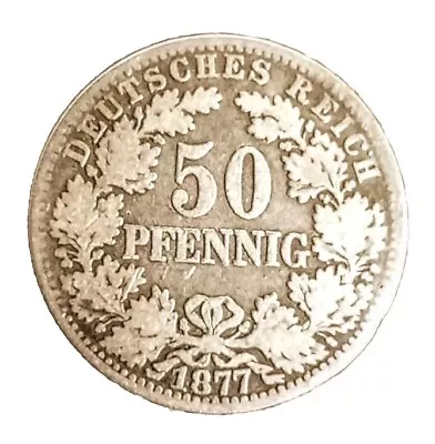 Germany Reich Empire Silver Coin 50 Pfennig 1877 In Very Fine Condition  • £34.55