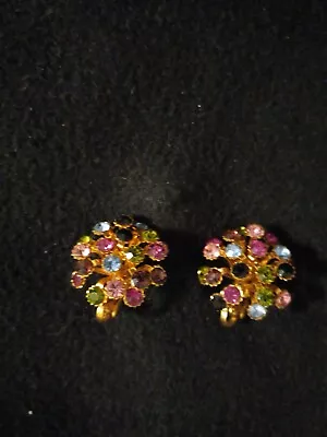 Vintage Multicolored Clip On Earrings • $4.99