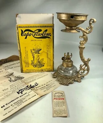 Antique 1888 VAPO CRESOLENE Vaporizer Medical Oil Lamp Original Box - Beautiful! • $80
