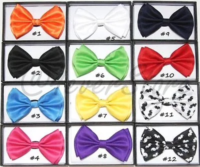 New Tuxedo Men's Classic Style Check Polyester Wedding Pure Plain Bow Tie • $5.99