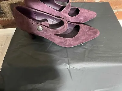 M & S Footglove Aubergine Suede Shoes Size 6.5 Wider Fit  • £14.95