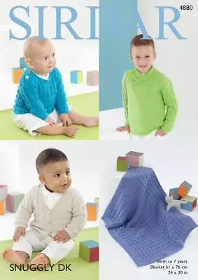 Sirdar Knitting Pattern - Snuggly DK Boys Sweater Cardigan Blanket 4880 • £6.49