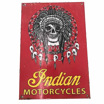 Vintage Porcelain Indian 🔥 Motorcycle Shop Sign Dealer Look! 19x13 Gas Oil • $199.99