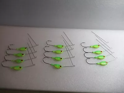 12 Spinnerbait Heads Bodies  - 3/8 Oz - Chartreuse Green Spinner Bait Lures • $11.99