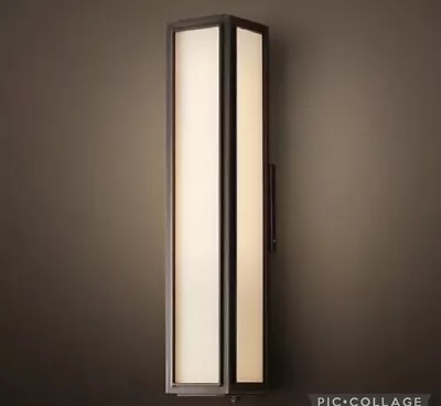 Restoration Hardware Union Wall Sconce Light Bronze Milk Glass 18  RH New One • $125