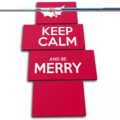 Keep Calm Red  Christmas MULTI CANVAS WALL ART Picture Print • £39.99